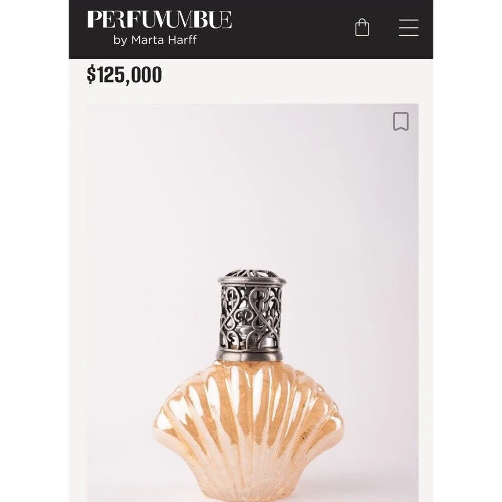 Vtg seashell Shaped art glass fragrance catalytic lamp Marta Harff Perfumum